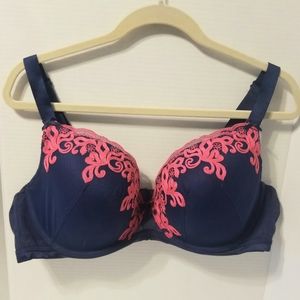 Adore Me blue and coral underwire 44D bra